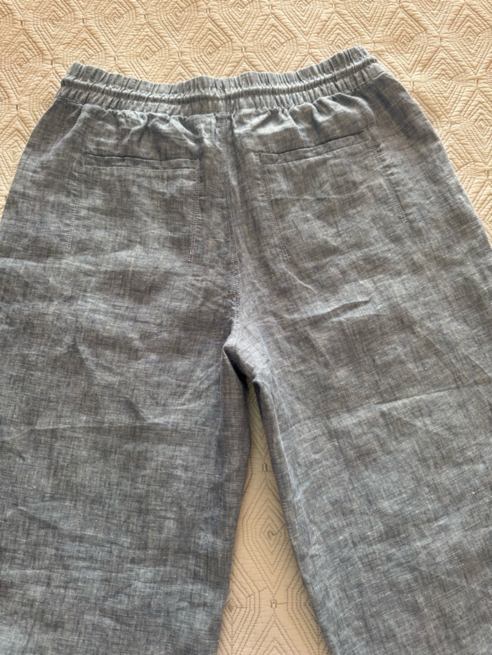 Athleta Cabo Linen Wide Leg Pant Chambray Blue Drawstring Women’s Size 6 - Picture 9 of 15